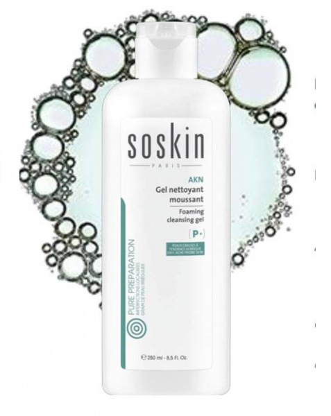 Очищающий пенящийся гель для жирной кожи, склонной к акне Soskin-Paris Foaming Cleansing Gel, 250 мл