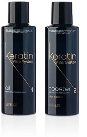 Кератиновый филлер для глубокого  восстановления волос c с пигментом  (придает холодный оттенок волосам) Assistant Professional Oil  Booster
