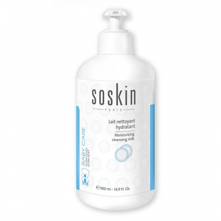 Детское очищающее и увлажняющее молочко для лица и тела, Soskin, "Baby Care"Moisturizing cleansing milk "Baby Care", 500 мл.
