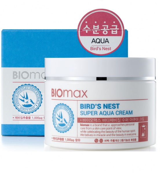 Интенсивно-увлажняющий крем с экстрактом ласточкиного гнезда Bio Max Birds Nest Super Aqua Cream, 100 мл Интенсивно-увлажняющий крем с экстрактом ласточкиного гнезда Bio Max Birds Nest Super Aqua Cream, 100 мл