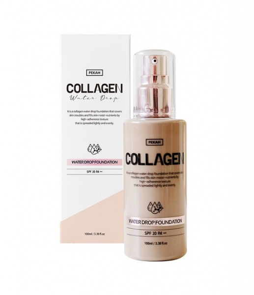 Увлажняющая тональная основа с коллагеном PEKAH Collagen Water Drop 21 тон (светло-бежевый), 100 мл Увлажняющая тональная основа с коллагеном PEKAH Collagen Water Drop 21 тон (светло-бежевый), 100 мл