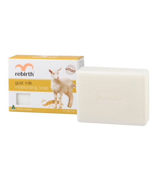 Мыло туалетное твердое увлажняющее на основе козьего молока Rebirth Goat Milk Moisturising Soap, 100 гр Мыло туалетное твердое увлажняющее на основе козьего молока Rebirth Goat Milk Moisturising Soap, 100 гр