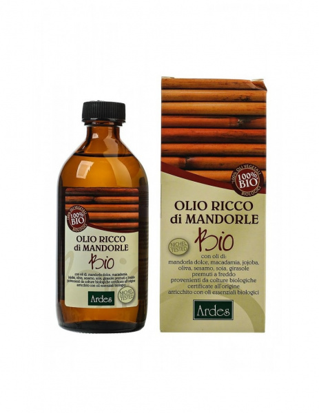 Масло обогащенное миндалем 100% биологическое Ardes Olio Ricco di mandorle 100%,  200 мл Масло обогащенное миндалем 100% биологическое Ardes Olio Ricco di mandorle 100%,  200 мл