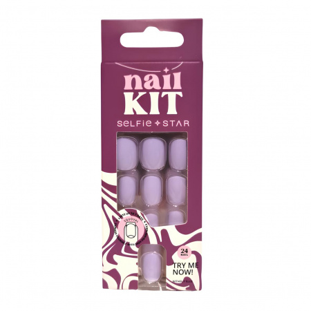 Набор накладных ногтей без клея Сиреневый Эльф, короткая длина Selfie Star Nails kit without glue Lilac Fairy, short length SSNK5931, 24 шт