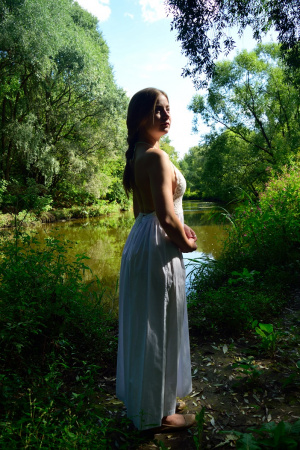 Длинное пляжное платье-сарафан с кружевным топом Русалка