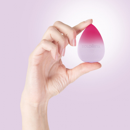 Косметический спонж для макияжа меняет цвет Purple-pink Solomeya Color Changing blending sponge Purple-pink