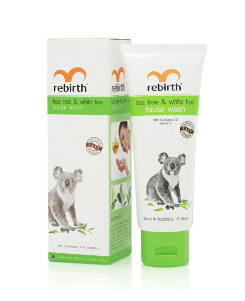 Гель для умывания с маслом чайного дерева и белым чаем Rebirth Tea Tree and White Tea Facial Wash, 100 мл Гель для умывания с маслом чайного дерева и белым чаем Rebirth Tea Tree and White Tea Facial Wash, 100 мл