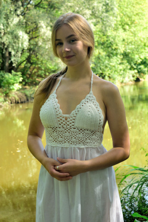 Длинное пляжное платье-сарафан с кружевным топом Русалка