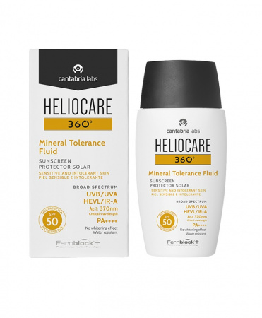 Солнцезащитный минеральный флюид с SPF50 для чувствительной кожи Cantabria Labs Heliocare 360º Mineral Tolerance Fluid Sunscreen SPF50