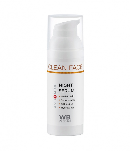 Сыворотка ночная анти-акне Woman's Bliss Clean Face Night Serum, 50 мл Сыворотка ночная анти-акне Woman's Bliss Clean Face Night Serum, 50 мл