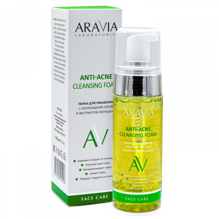 Пенка для умывания с коллоидной серой и экстрактом женьшеня Aravia Laboratories Anti-Acne Cleansing Foam