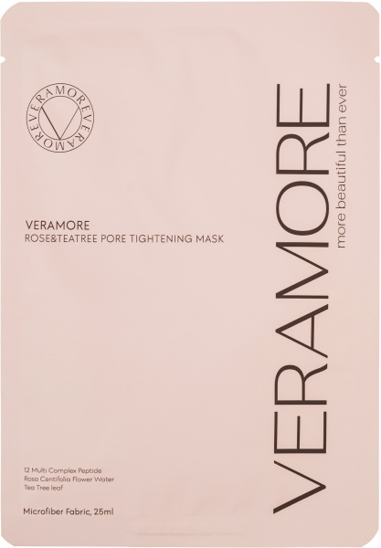 Маска для лица успокаивающая поросуживающая VERAMORE Rose&Tea Tree Pore Tightening Mask, 25 мл Маска для лица успокаивающая поросуживающая VERAMORE Rose&Tea Tree Pore Tightening Mask, 25 мл