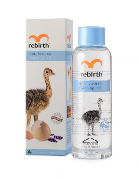 Масло для массажа с маслом Эму и лавандой Rebirth Emu Lavender Massage Oil, 125 мл Масло для массажа с маслом Эму и лавандой Rebirth Emu Lavender Massage Oil, 125 мл
