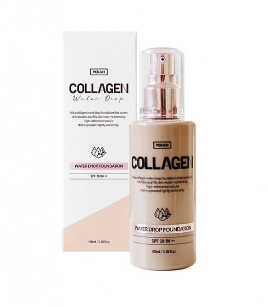 Увлажняющая тональная основа с коллагеном PEKAH Collagen Water Drop 23 тон (натурально-бежевый), 100 мл Увлажняющая тональная основа с коллагеном PEKAH Collagen Water Drop 23 тон (натурально-бежевый), 100 мл