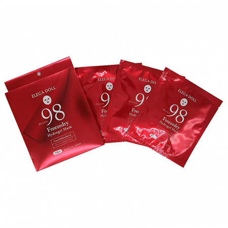 Гидрогелевая маска для лица с фуллереном Элега Долл Фреш 98 Elega Doll Fresh 98 Hydrogel Mask, 3 шт.