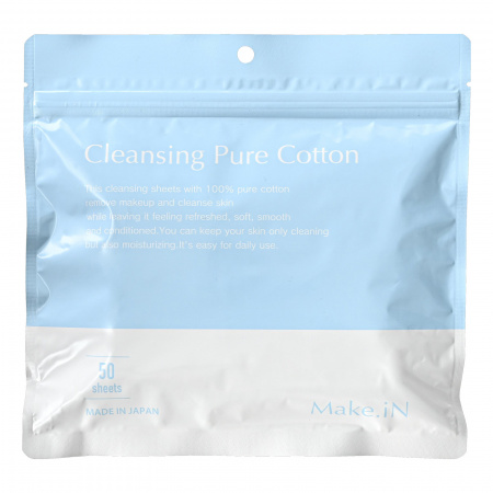 Очищающие салфетки для кожи лица Мейк.иН Make.iN Cleansing Pure Cotton, 50 шт