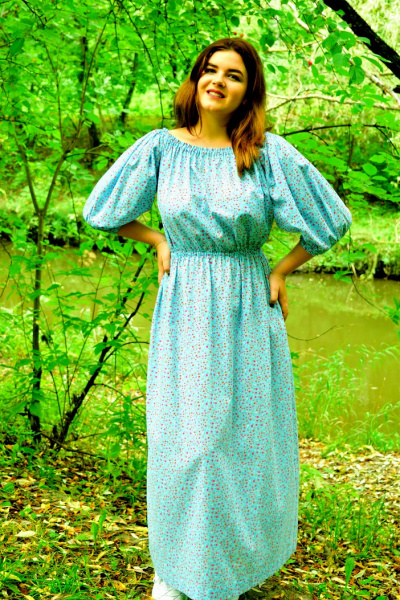 Платье с открытыми плечами и рукавами Аленушка