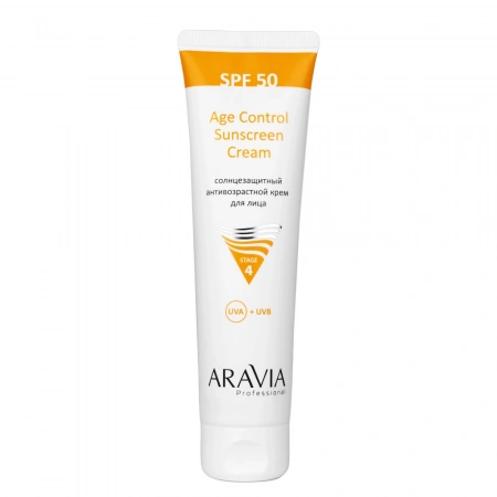 Cолнцезащитный антивозрастной крем для лица Aravia Age Control Sunscreen Cream SPF 50, 100 мл