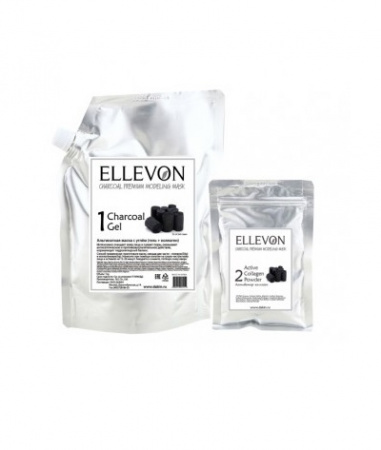 Маска альгинатная с углем (гель + коллаген) Ellevon Charcoal Premium Modeling Mask
