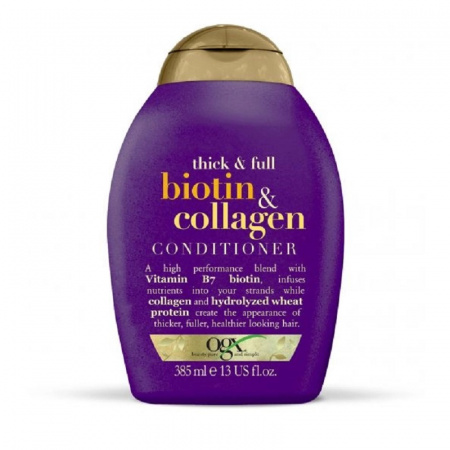 Кондиционер для лишенных объема и тонких волос с биотином и коллагеном OGX Thick And Full Biotin And Collagen Conditioner 385 мл.