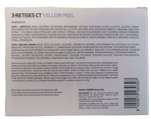 Желтый пилинг с системой 3-Ретинол 3-Retises Ct Yellow Peel, 6 ампул х 1,5 мл. 6 саше х 5 мл Желтый пилинг с системой 3-Ретинол 3-Retises Ct Yellow Peel, 6 ампул х 1,5 мл. 6 саше х 5 мл