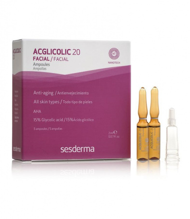 Средство в ампулах против морщин с гликолевой кислотой Sesderma Acglicolic 20 Ampoules AHA 15% Glycolic Acid