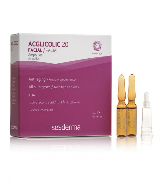 Средство в ампулах против морщин с гликолевой кислотой Acglicolic 20 Ampoules AHA 15% Glycolic Acid, 2 мл Средство в ампулах против морщин с гликолевой кислотой Acglicolic 20 Ampoules AHA 15% Glycolic Acid, 2 мл