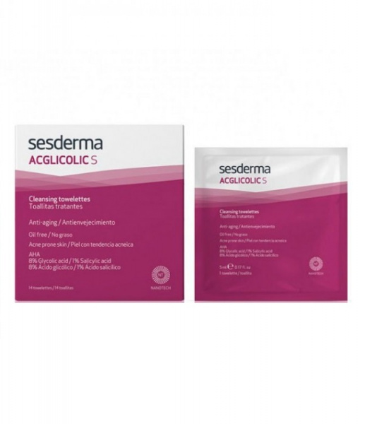 Очищающие салфетки Acglicolic S Cleansing Towelettes, 14 шт Очищающие салфетки Acglicolic S Cleansing Towelettes, 14 шт