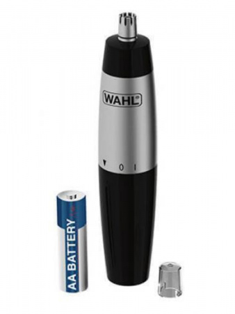 Триммер Wahl  для удаления волос в носу и ушах на батарейках, черно-серебристый
