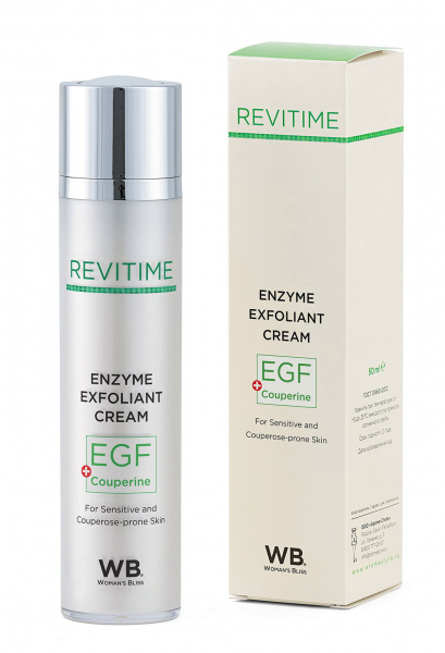 Энзимный крем-эксфолиант для лица для чувствительной и склонной к куперозу кожи c EGF и Couperine Woman's Bliss Revitime Enzyme Exfoliant Cream, 50 мл