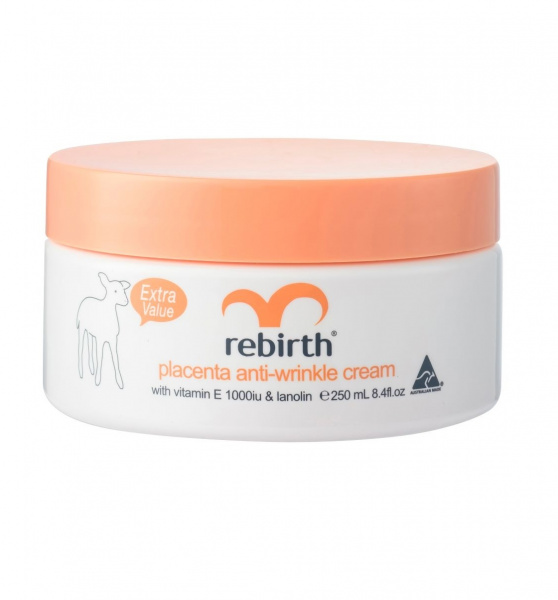 Крем с экстрактом плаценты овец и витамином Е Rebirth Placenta Anti-Wrinkle Cream With Vitamin E and Lanolin, 250 мл Крем с экстрактом плаценты овец и витамином Е Rebirth Placenta Anti-Wrinkle Cream With Vitamin E and Lanolin, 250 мл