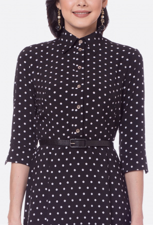 Платье в горошек с рукавом 3/4