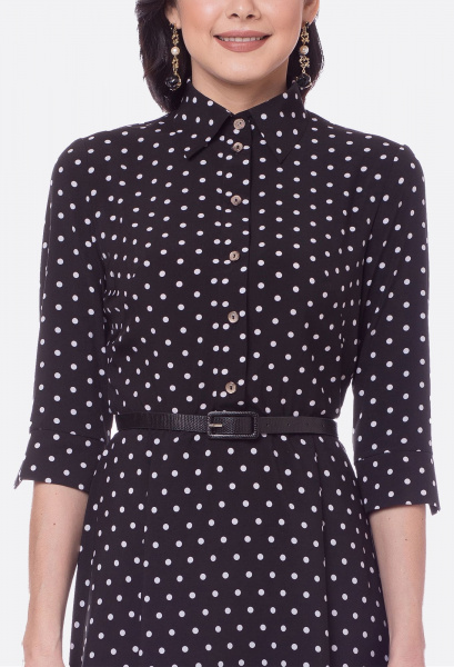 Платье в горошек с рукавом 3/4