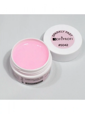 Гель камуфлирующий для наращивания ногтей Тон 5042 Sparkly Fast Sofiprofi Camouflage gel, 15 мл