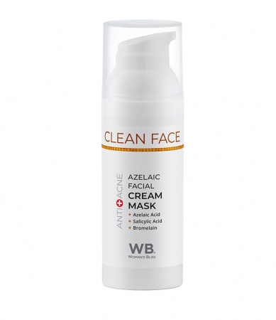 Крем-маска азелаиновая Woman's Bliss Clean Face Azelaic facial Cream Mask