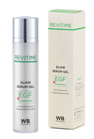 Гель сыворотка-эликсир для лица для чувствительной и склонной к куперозу кожи c EGF и Couperine Woman's Bliss Revitime Elixir Serum Gel EGF Couperine, 50 мл