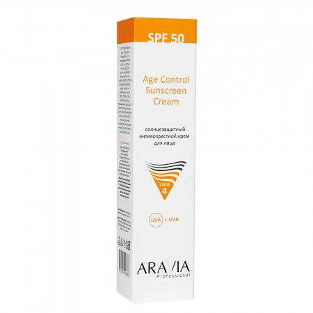 Cолнцезащитный антивозрастной крем для лица Aravia Age Control Sunscreen Cream SPF 50, 100 мл
