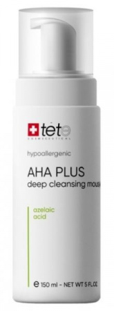Мусс для умывания с комплексом AHA и азелаиновой кислот TETe Cosmeceutical AHA Plus Deep Cleansing Mousse, 150 мл