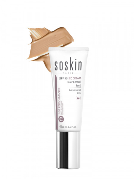 СС Крем для лица Контроль Цвета 3 в 1 тон 02 легкий-бежевый Soskin-Paris СС Cream Color Control 3 In 1, 20 мл