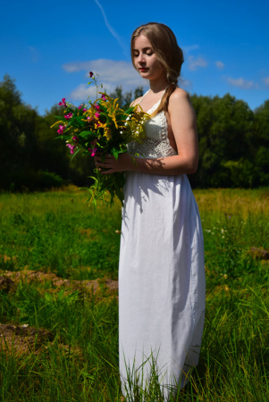 Длинное пляжное платье-сарафан с кружевным топом Русалка