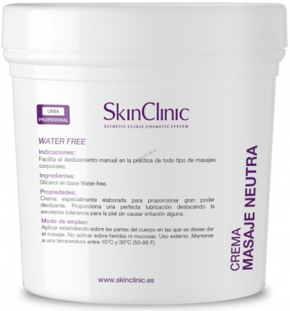 Крем нейтральный массажный, SkinClinic, NEUTRAL MASSAGE CREAM, 1000 мл.