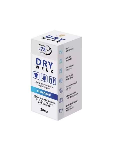 Антиперспирант роликовый Мужской DRY WEEK Roller Antiperspirant for Man DRY WEEK, 30 мл Антиперспирант роликовый Мужской DRY WEEK Roller Antiperspirant for Man DRY WEEK, 30 мл