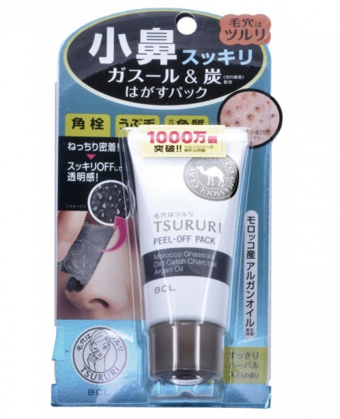 Маска-пленка для очищения пор с глиной и древесным углем BCL Tsururi Peel-Off Pack, 55 гр