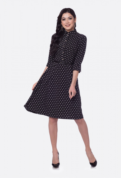 Платье в горошек с рукавом 3/4