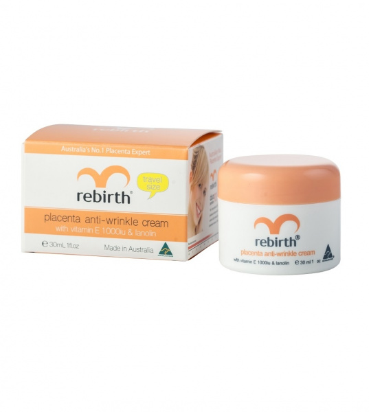 Крем с экстрактом плаценты овец, витамином E и ланолином Rebirth Placenta Anti-Wrinkle Cream With Vitamin E and Lanolin,  30 мл Крем с экстрактом плаценты овец, витамином E и ланолином Rebirth Placenta Anti-Wrinkle Cream With Vitamin E and Lanolin,  30 мл