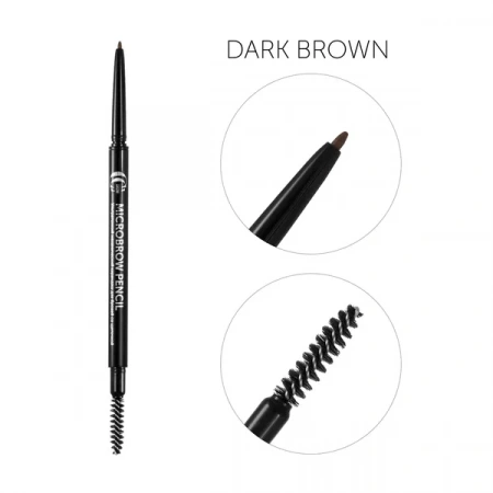 Ультратонкий карандаш для бровей темно-коричневый механический со щеточкой Lucas Cosmetics Micro Brow Pencil CC Brow Dark Brown /Темно-коричневый (Dark Brown)